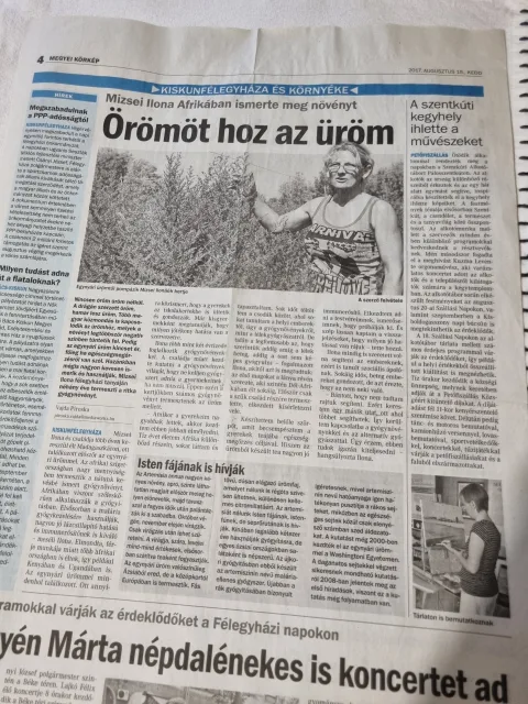 Egynyári üröm újságcikk