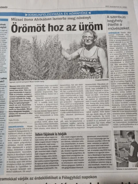 Örömöt hoz az üröm. Egynyári üröm újságcikk
